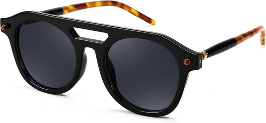 002 - Black Leopard / 50 Millimeters | B0CHBBH1N9 | FEISEDY Retro Square Aviator Sunglasses Womens Mens Trendy 70s Vintage Stylish Frame UV400 Sun Glasses B0051