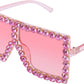 004 Pink Diamond & Gradual Pink Lens / 64 Millimeters | B096Z1R6L1 | FEISEDY Oversized Sparkling Crystal Sunglasses Disco Diamond Flat Top Fashion Square Large Shades B2782