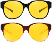 ÉÌƷͼƬ 29 | B0FX4NQCGM | FEISEDY 2Pack Night Driving Glasses Over Glasses with Yellow Lenses Fit Over Polarized Nighttime Sunglasses B0331