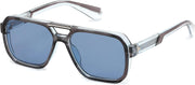 Grey/Blue / 55 Millimeters | B0GLGQ862K | FEISEDY Retro Square Aviator Sunglasses for Men Women B0390