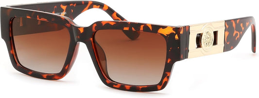 FEISEDY Retro Trendy Rectangle Polarized Sunglasses for Women Men,Classic Narrow Square Sun Glasses B0314 | RED Series - Tortoise/Gradient Brown