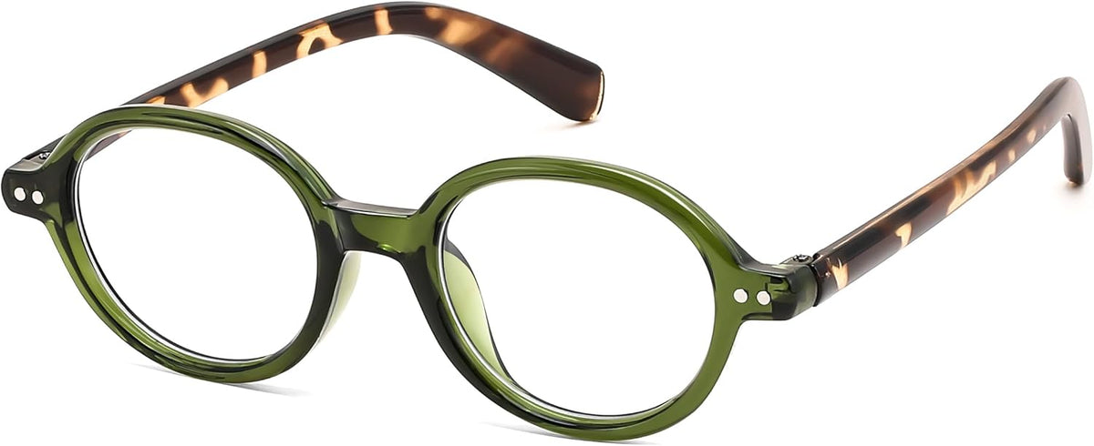 Green Frame-tortoise Leg / 2.5 x | B0FR9T1TCC | FEISEDY Vintage Oval Blue Light Reading Glasses for Women, Stylish Lightweight 90s Reader B0327
