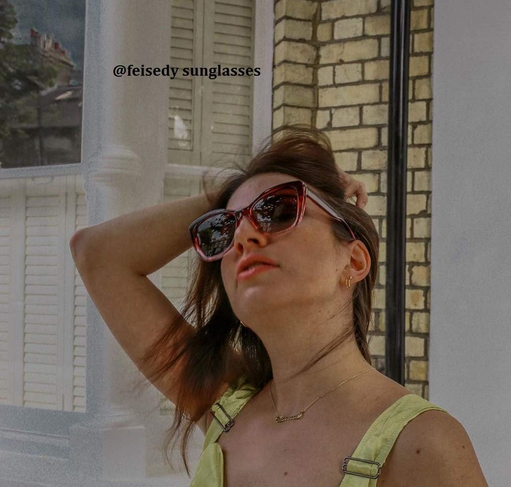 ÉÌƷͼƬ 80 | B07M9V125F | FEISEDY Polarized Vintage Sunglasses American Womens Square Jackie O Cat Eye Sunglasses B2451
