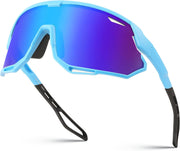 Blue Frame/Blue Mirror | B0CNGG4WMV | FEISEDY Sport Sunglasses for Men Women, Cycling Glasses with UV Protection, for Baseball, Ski, Runing, Golf B0082