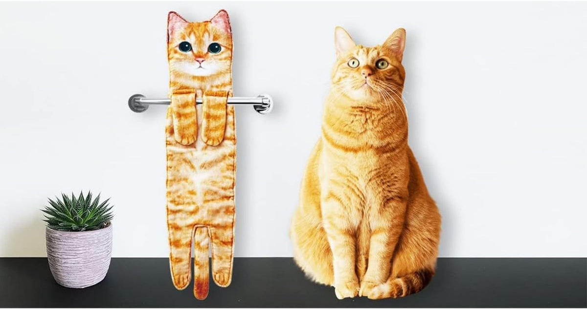 商品图片 16 | B0DWXMWN41 | Cute Cat Hand Towels for Bathroom, Kitchen, Funny Gifts for Women and Mom