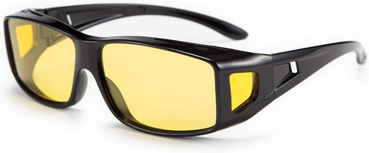 Black Frame Night Vision Polarized Yellow Lenses / 60 Millimeters | B089YRDYMP | FEISEDY Polarized Fit Over Glasses Sunglasses Men Women Wrap Around B2593