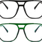 2pack Black+transparent Green / 54 Millimeters | B0DZH6KHL7 | FEISEDY Blue Light Glasses for Women Men Oversized Pilot Lightweight B2866