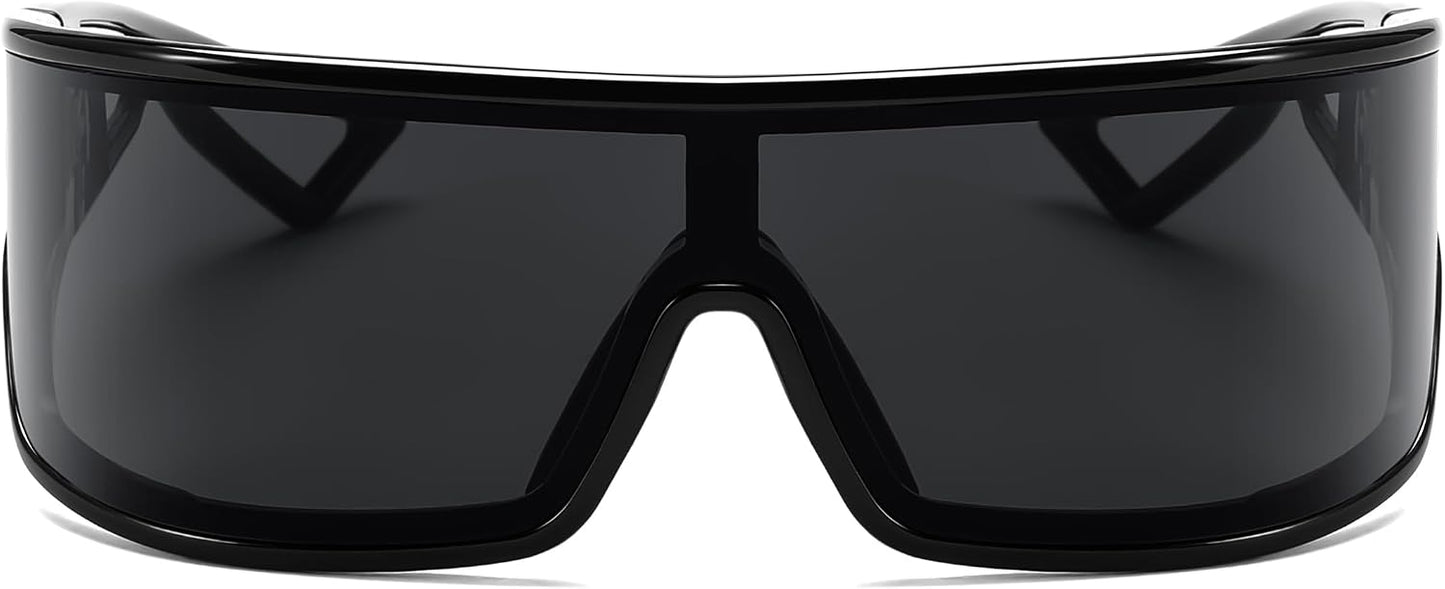 商品图片 22 | B0D3PKKSD9 | FEISEDY Trendy Futuristic Wrap Sunglasses Flat Top Mirrored One Piece Lens Reflective Sun Glasses for Women Men B0161