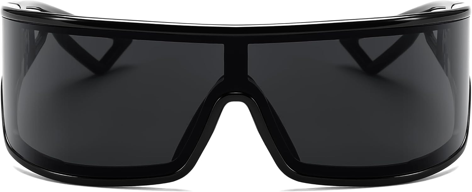 商品图片 22 | B0D3PKKSD9 | FEISEDY Trendy Futuristic Wrap Sunglasses Flat Top Mirrored One Piece Lens Reflective Sun Glasses for Women Men B0161
