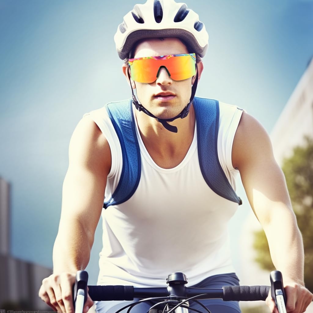 ÉÌƷͼƬ 2 | B0CFFGCBZ6 | FEISEDY Sunglasses Women Men Sports, 80s Visor Retro Neon Square Sun Glasses, Miorred Shades UV400 B0004