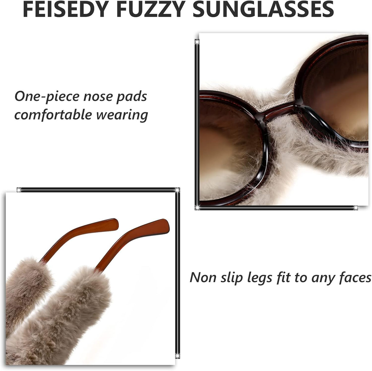 ÉÌƷͼƬ 105 | B09PN9V5N6 | FEISEDY Sunglasses Women Plush Fuzzy Soft Velvet Party Masquerade B2877