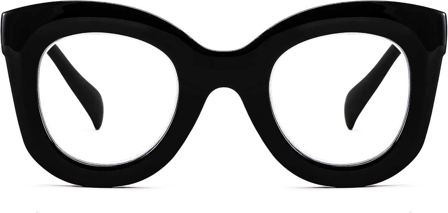 商品图片 2 | B0BGXNJFW2 | FEISEDY Retro Oversized Blue Light Blocking Reading Glasses Thick Frame Anti Glare Digital Eyestrain Readers B2980