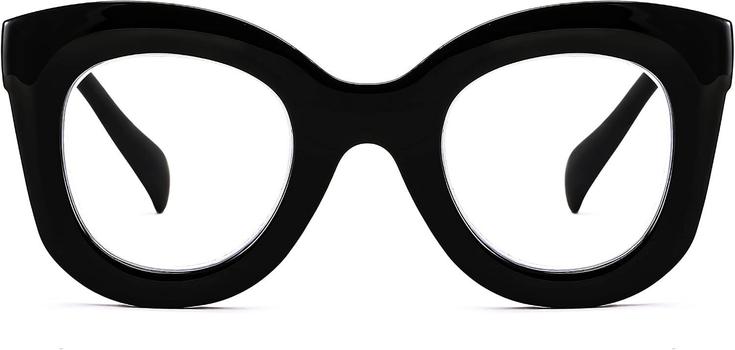 商品图片 2 | B0BGXNJFW2 | FEISEDY Retro Oversized Blue Light Blocking Reading Glasses Thick Frame Anti Glare Digital Eyestrain Readers B2980