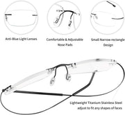 ÉÌƷͼƬ 13 | B08LNLRPLD | FEISEDY Lightweight Rimless Titanium Stainless Steel Anti-Blue Light Reading Glasses B2686