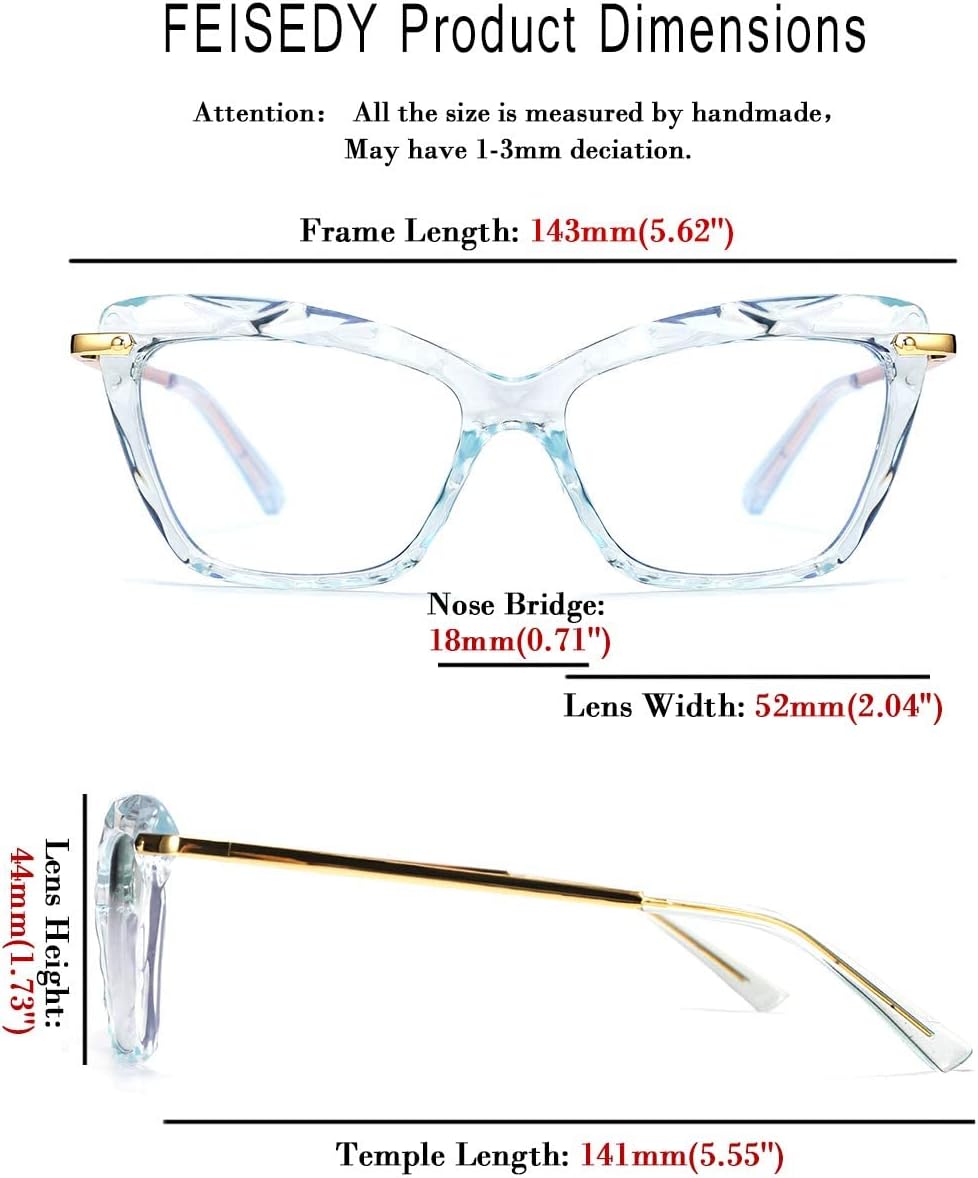ÉÌƷͼƬ 18 | B07S9JPPPF | FEISEDY Crystal Cat Eye Glasses Frame Blue Light Blocking Computer Eyewear B2500