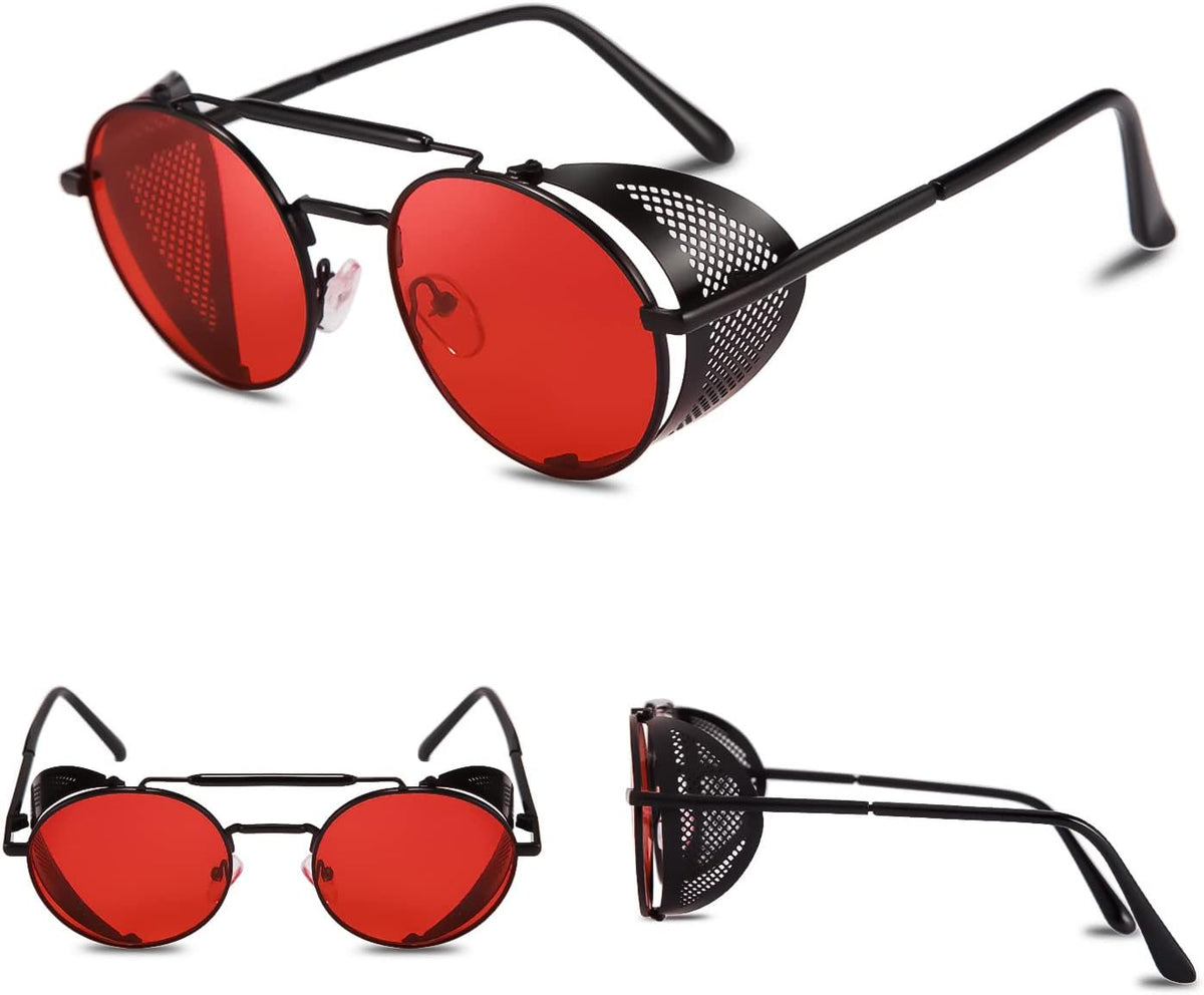 ÉÌƷͼƬ 30 | B09LYD9SW2 | FEISEDY Steam Punk Sunglasses for Men Women Side Shield Round Steampunk Vintage Glasses Shades B2518
