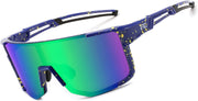 Blue Frame Green Mirrored Lens / Large | B0DK3FKHRL | FEISEDY Cycling Glasses Sports Sunglasses for Men Women, Lightweight TR90 Frame UV400 MTB Running Fishing Baseball B0224