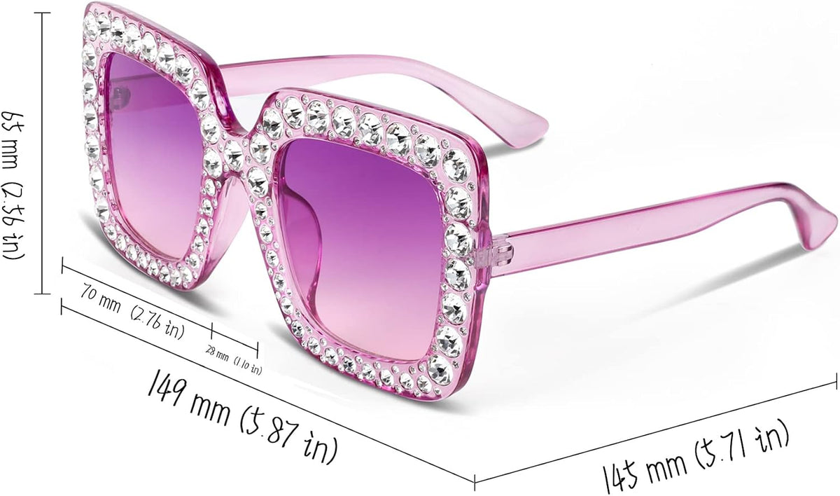 ÉÌƷͼƬ 44 | B077GMJCV8 | FEISEDY Women Sparkling Crystal Sunglasses Oversized Square Thick Frame B2283