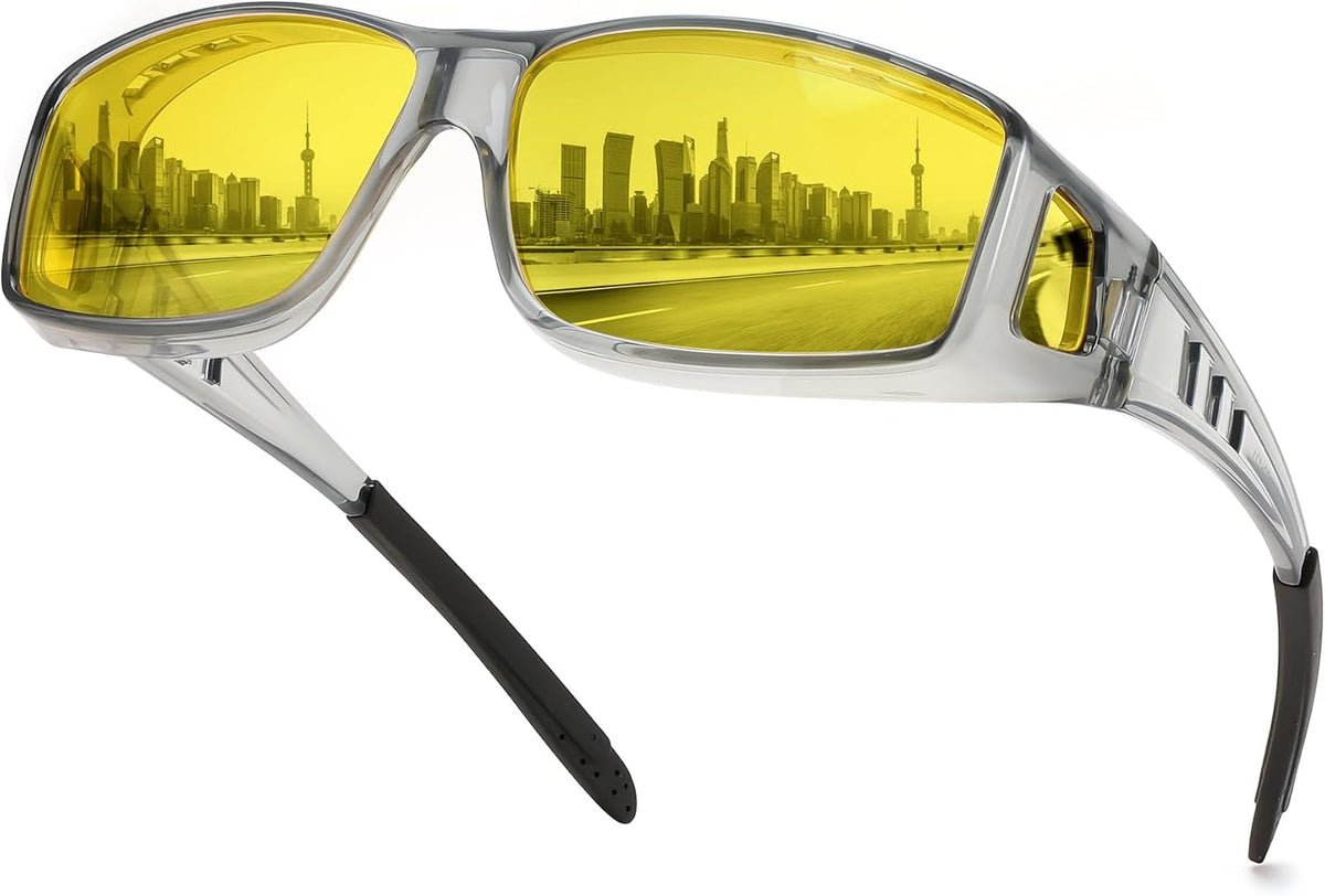 Grey *1 / 60 Millimeters | B0DH2F3RMD | FEISEDY Polarized Fit Over Glasses Sunglasses Men Women Wrap Around B2593
