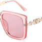 Clear Pink Frame Polarized Pink Lens / 55 Millimeters | B0CNGK423N | FEISEDY Sunglasses Womens Trendy, Oversized Square Shades, Pearl Inlay Cat Eye Frame UV400 Protection B2625