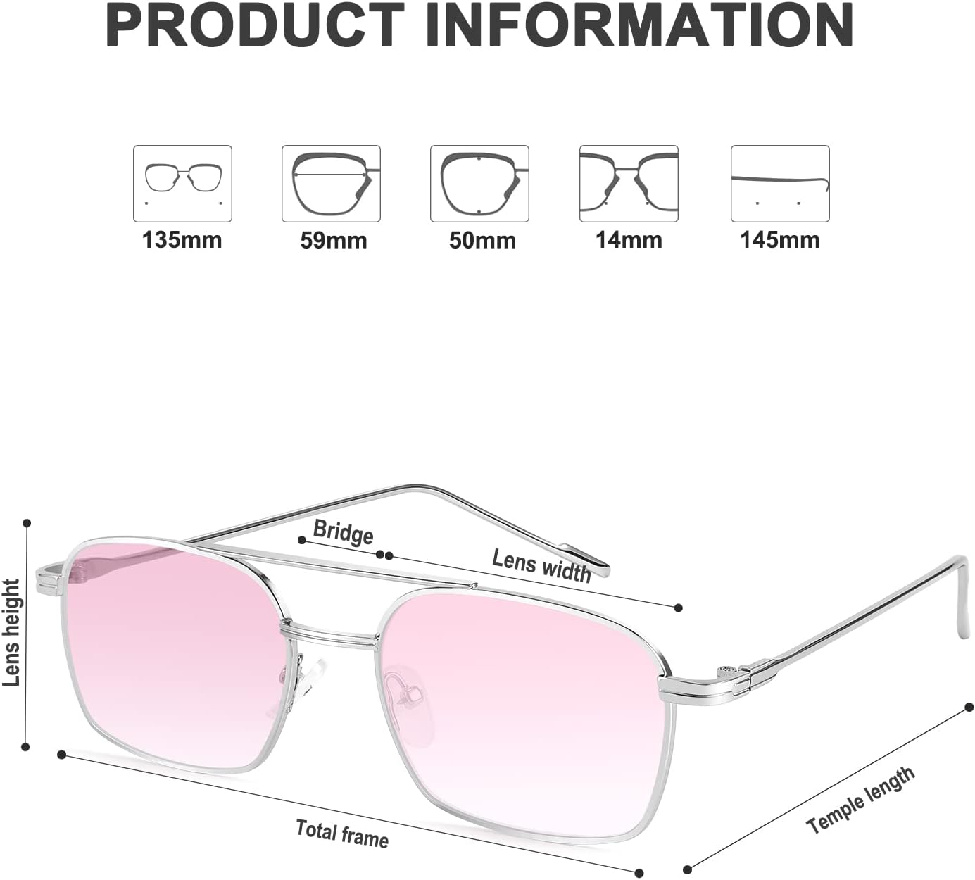 商品图片 37 | B09GKB6G1G | FEISEDY Fashion Square Aviator Sunglasses Women Men Trendy Retro Metal Frame Sun Glasses Candy Color Lens B1036