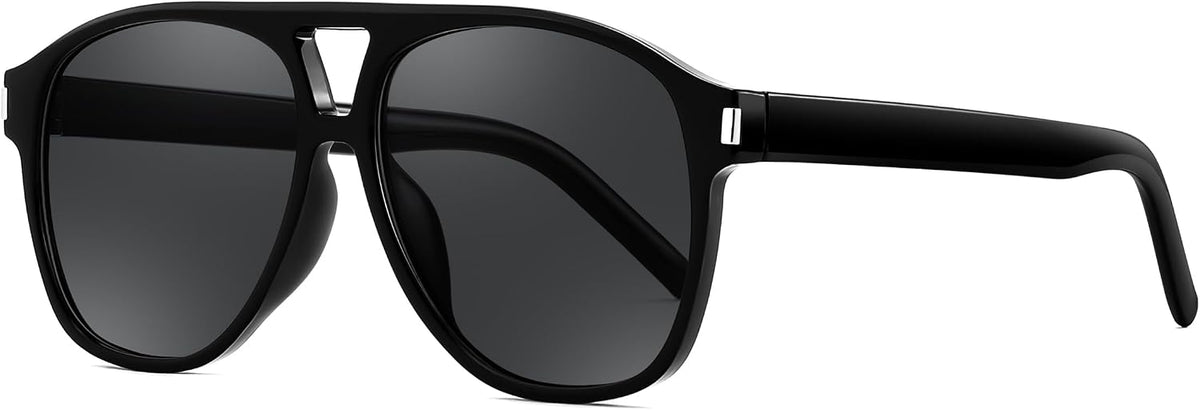 Black Frame - Grey Lens / 54 Millimeters | B0GXNK6ZL5 | FEISEDY Retro Aviator Sunglasses for Women Men Square Sunnies 70s Pilot Style Lightweight UV400 Shades B0421