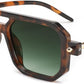 013 Brown Tortoise Frame & Gradient Dark Green Lens / 52 Millimeters | B0CR3K936T | FEISEDY Vintage Square 70s Flat Aviator Sunglasses Women Men Classic Retro Stylish Frame UV400 Sunglasses B2622