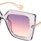 Clear Purple / 52 Millimeters | B08HVCXR7H | FEISEDY Sunglasses Womens Trendy, Oversized Square Shades, Pearl Inlay Cat Eye Frame UV400 Protection B2625