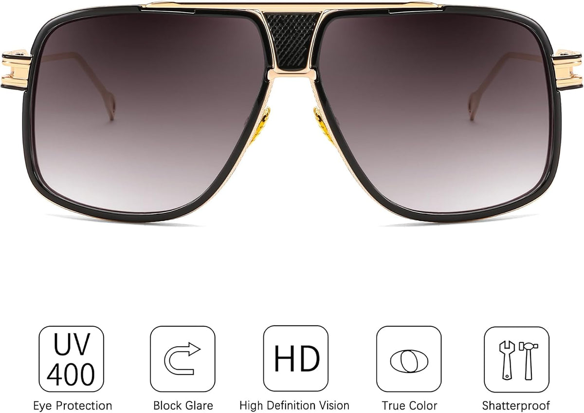 ÉÌƷͼƬ 14 | B0FLQ31HK3 | FEISEDY Sunglasses Mens Oversized Retro Metal Steampunk Shades Sunnies Fishing Driving B0272