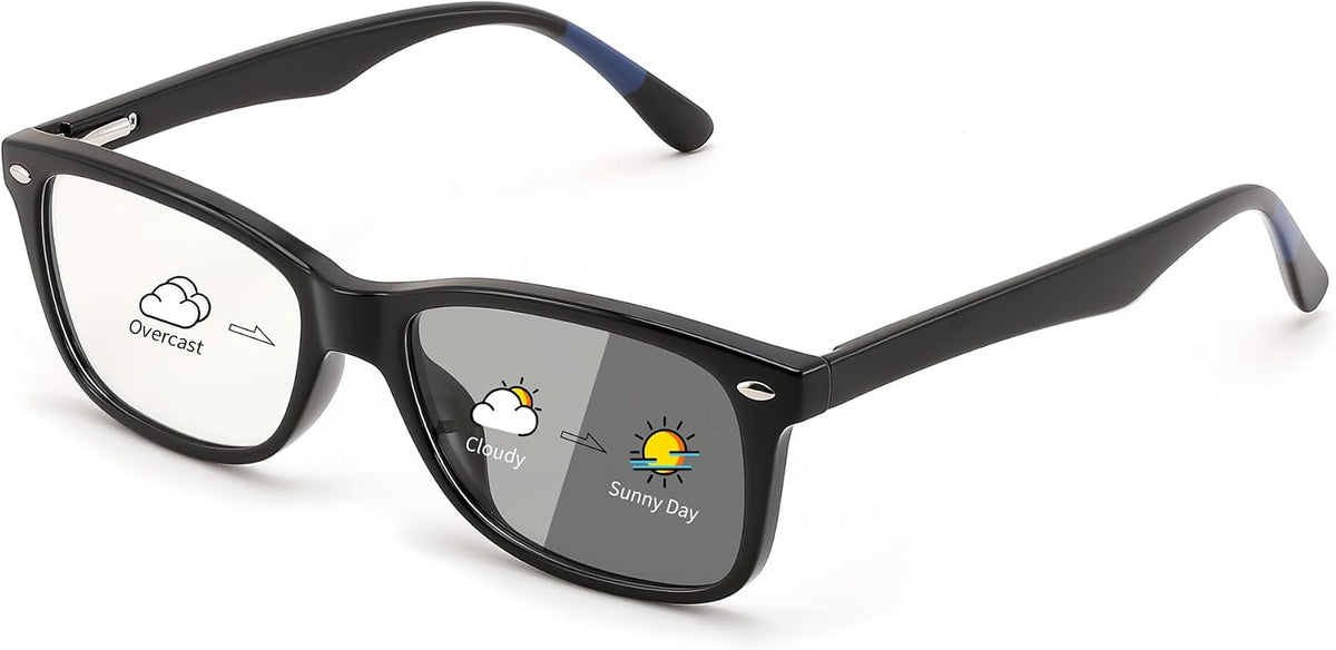 Gloss Black / 53 Millimeters | B0GKNQ1JNS | FEISEDY Blue Light Blocking Photochromic Glasses UV400 Protection B1264