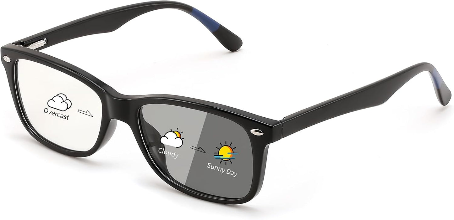 Gloss Black / 53 Millimeters | B0GKNQ1JNS | FEISEDY Blue Light Blocking Photochromic Glasses UV400 Protection B1264