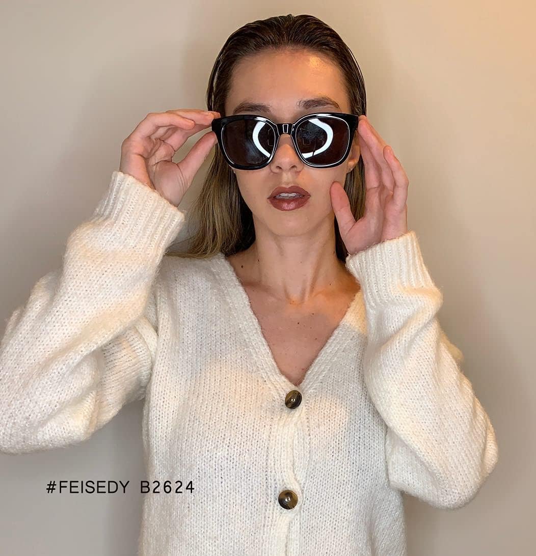 商品图片 7 | B08KXMJ9LV | FEISEDY Square Polarized Sunglasses Women Men Retro Trendy Shades UV400 Lenses B2624