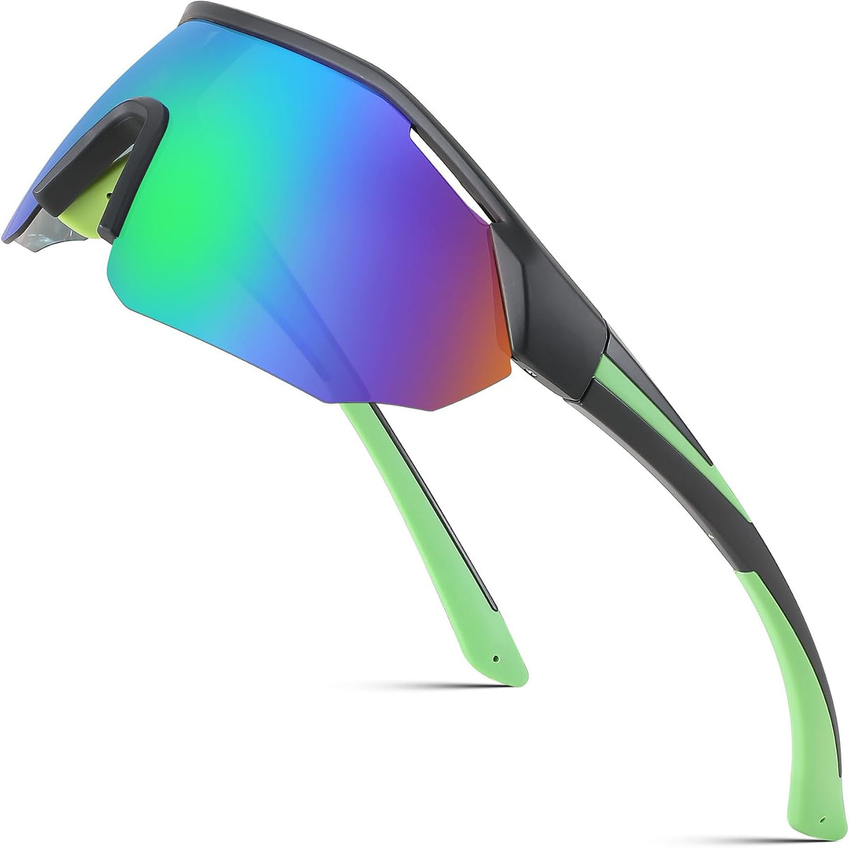 004 - Black Green / 70 Millimeters | B0CNCXWT1V | FEISEDY Polarized Sunglasses Baseball Lightweight Frame Men Women Sports Cycling Sun Glasses for MTB UV400 Protection B0056