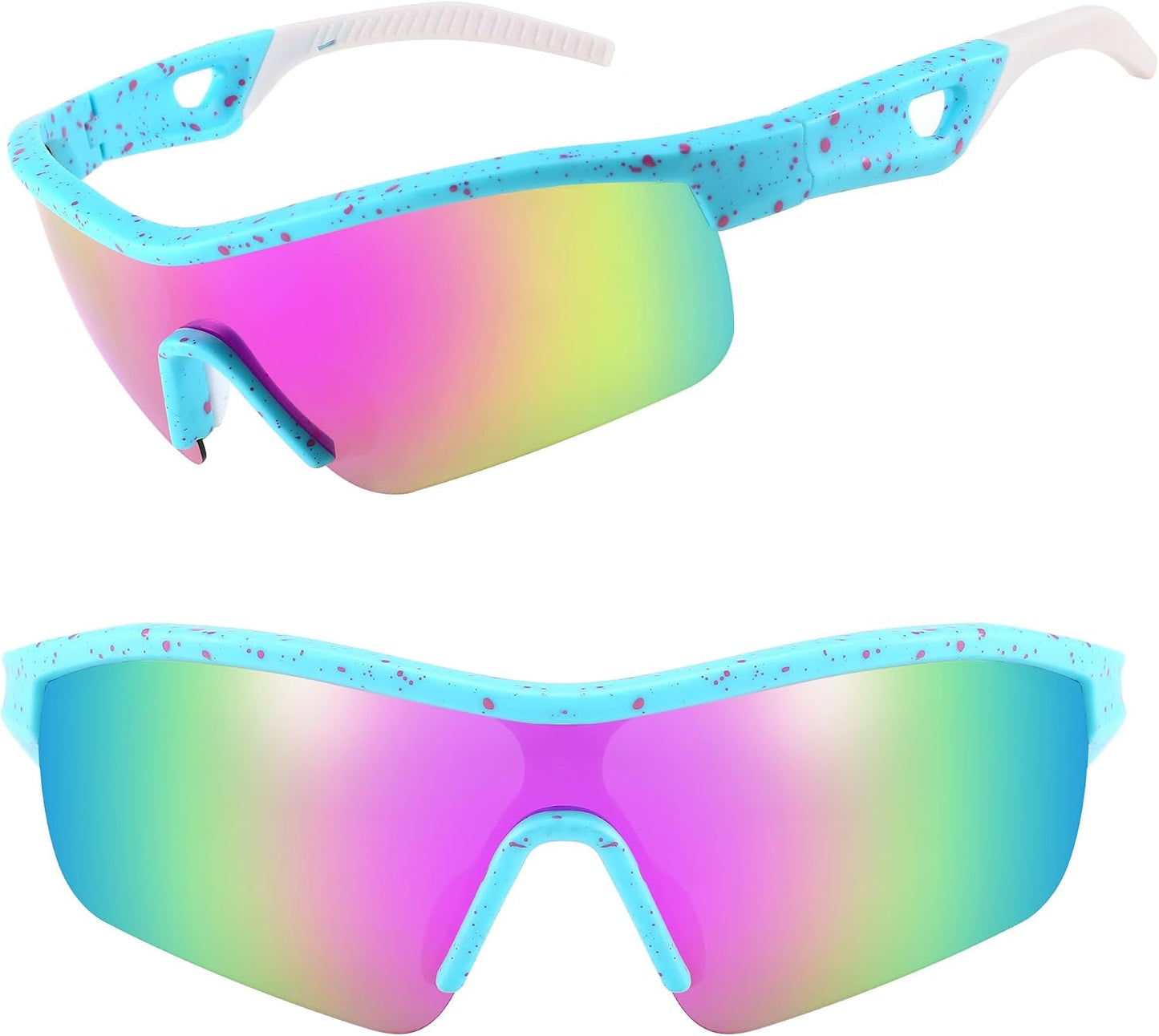 006 Blue Red Frame & Purple Mirror / 135 Millimeters | B0C715T9P8 | FEISEDY Men Sunglasses, Polarized Cycling Sunglasses, UV400 Sports Baseball Running Fishing Hiking Shades B2372