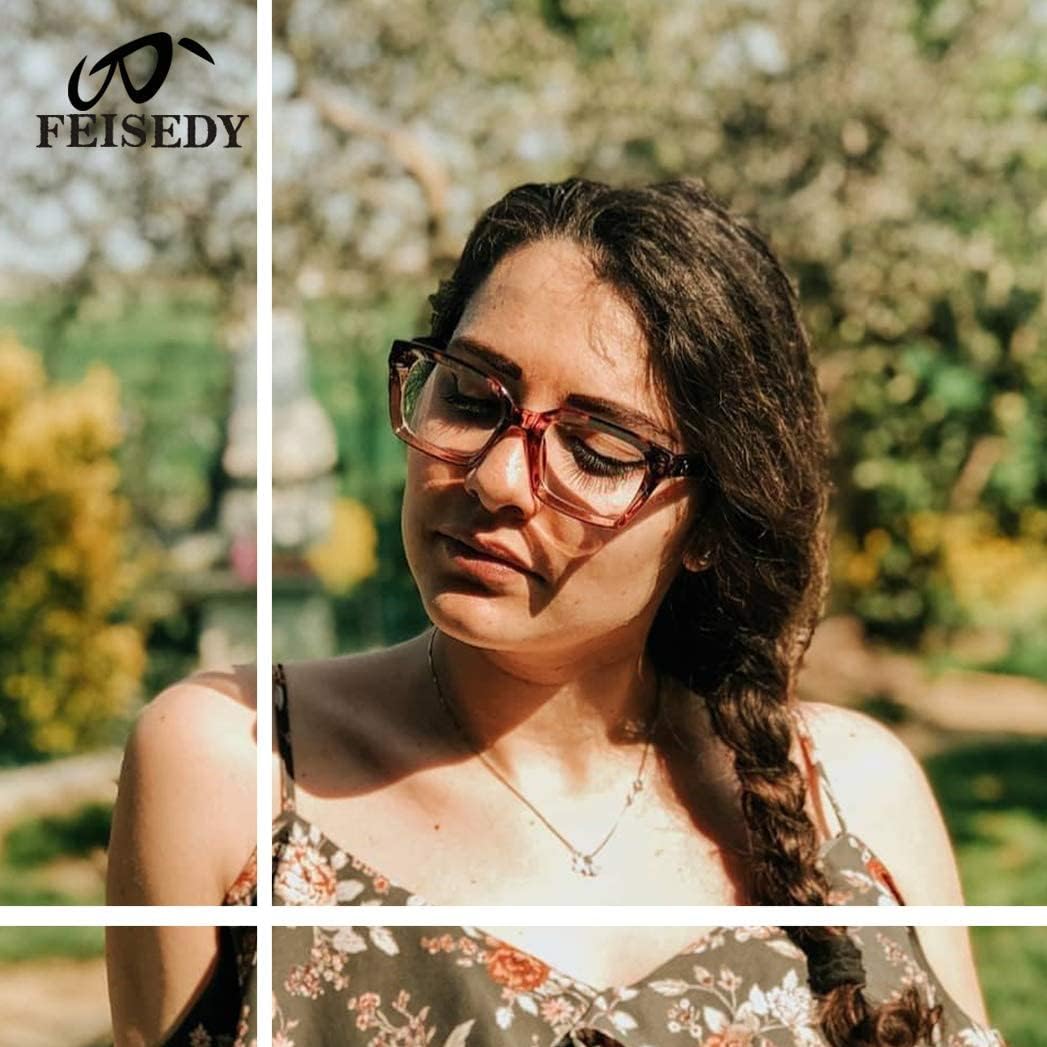 ÉÌƷͼƬ 53 | B082SGFPVF | FEISEDY Glasses Frame Womens, Square Thick Eyeglasses Frame, Classic Eyewear for Men B2461
