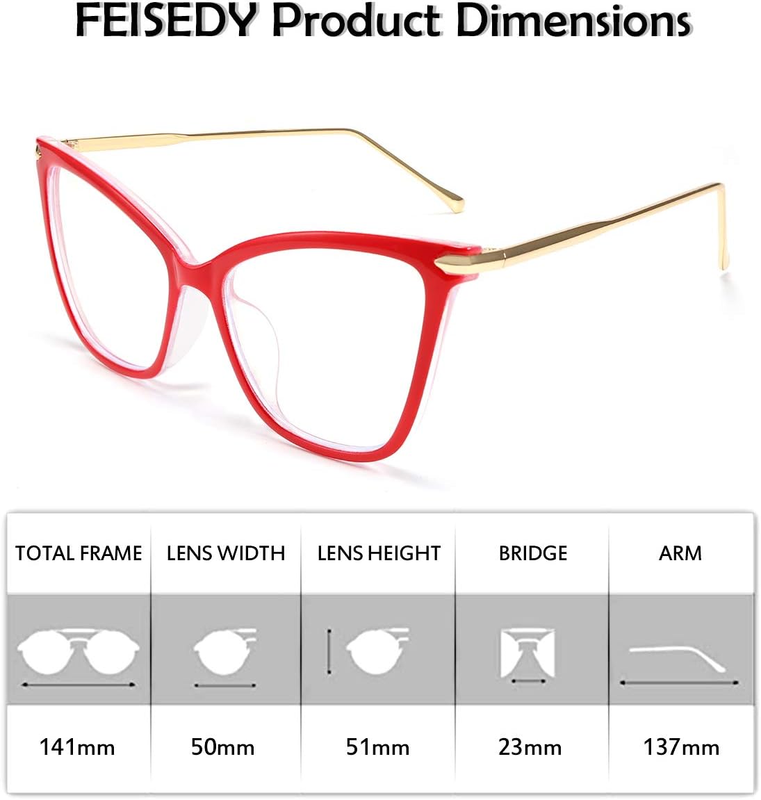 ÉÌƷͼƬ 35 | B085VSD2L3 | FEISEDY Oversized Cat Eye Glasses Frame Blue Light Blocking Eyewear for Women B2589