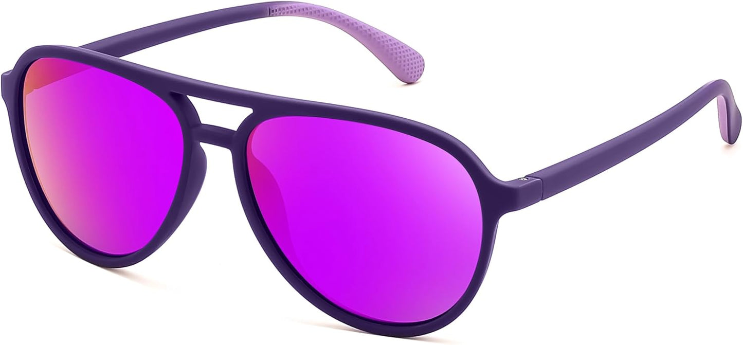 A Purple / 56 Millimeters | B0GFN2HDQ8 | FEISEDY Polarized Aviator Sunglasses for Men Women Trendy Sports B0324 | 100% UV400 protection, HD TAC lenses, Lightweight & durable, Driving, Hiking, Fishing, 50% recycled materials