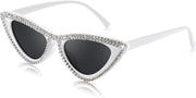 Narrow Pointed Black Frame With Bling Crystal Rhinestone / 51 Millimeters | B0CSDB9759 | FEISEDY Oversized Women Cat Eye Rhinestone Sunglasses Costume Party B2360