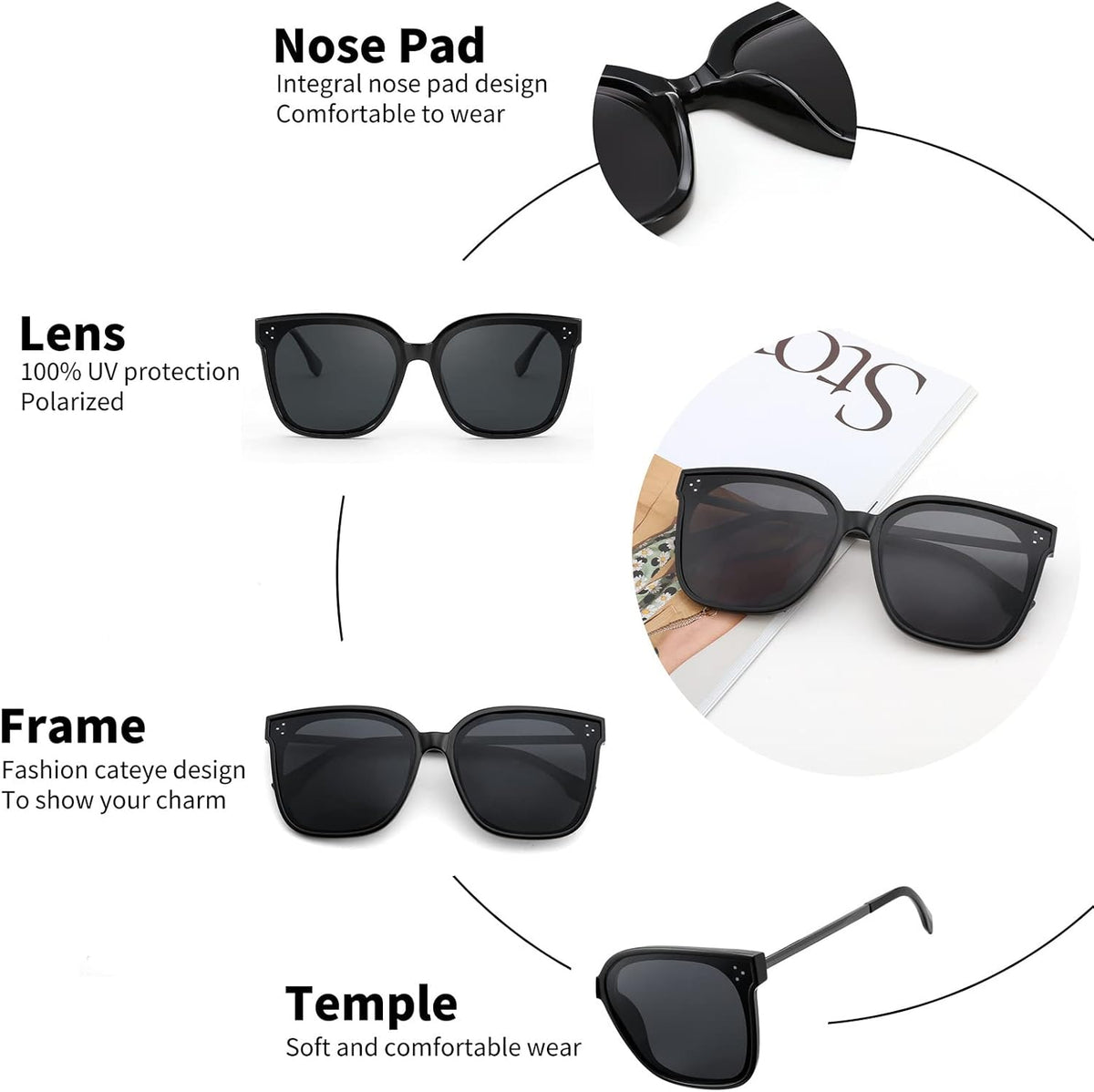ÉÌƷͼƬ 39 | B0BB2BM9KF | FEISEDY Sunglasses Womens, Oversized Retro Square Polarized Sunglasses, Trendy Shades UV400 B2901