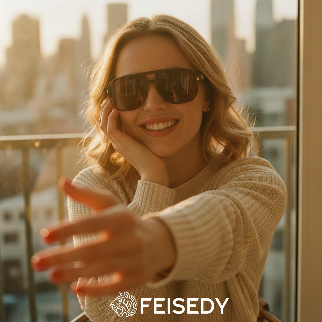 ÉÌƷͼƬ 27 | B0H79Y4V6B | FEISEDY Retro Aviator Square Polarized Sunglasses Women Men Trendy B0444