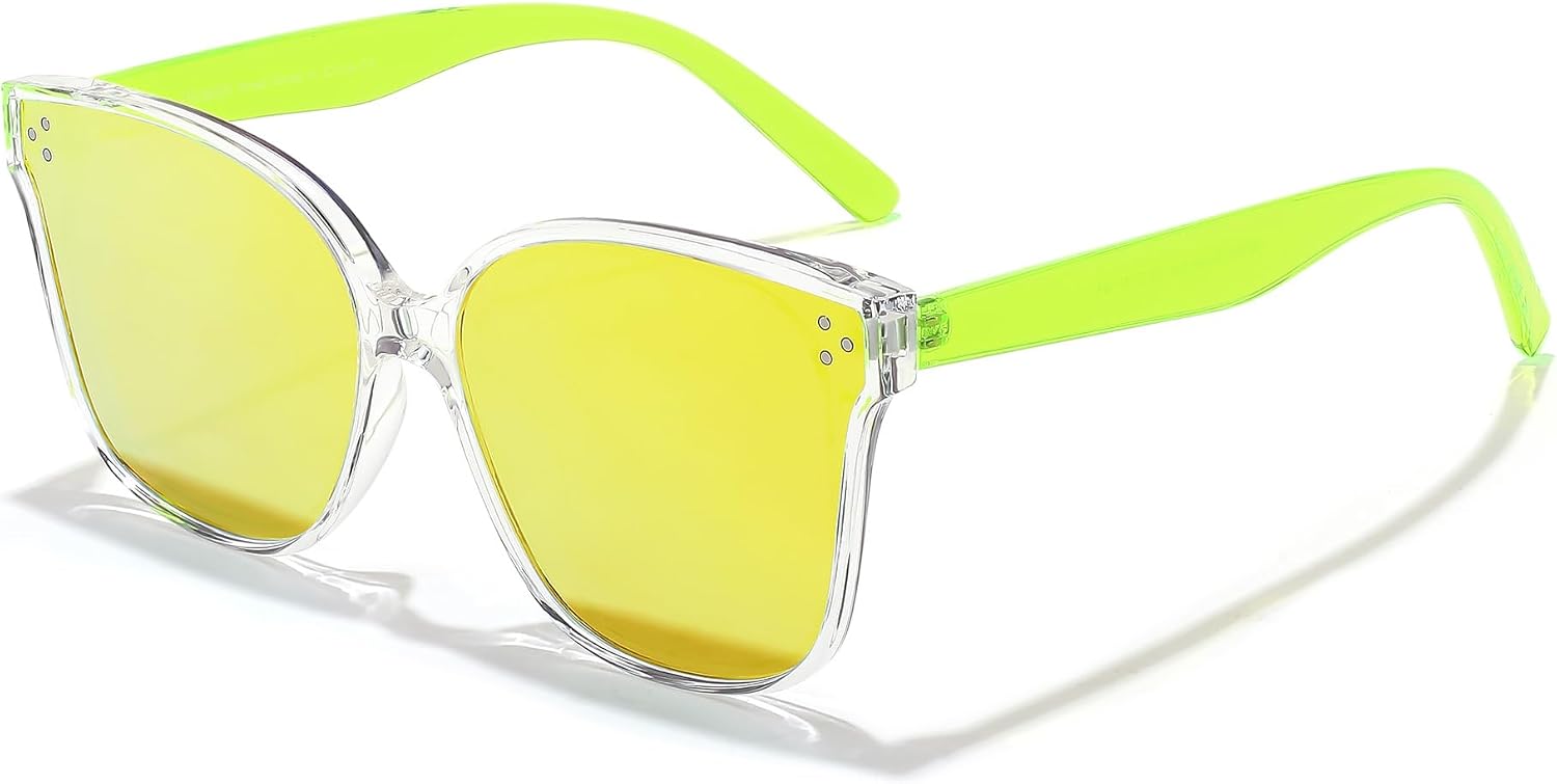 Transparent-yellow / 60 Millimeters | B0CJ2RWHYT | FEISEDY Oversized Polarized Sunglasses - UV400 Protection, Square Fashion Sun Glasses for Outdoor & Daily B2600