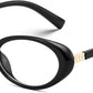 Black / 54 Millimeters | B0F6N163RV | FEISEDY Oval Blue Light Glasses for Woman Vintage Small Face Lightweight Eyeglasses Retro Nerd Y2K Frame B0290