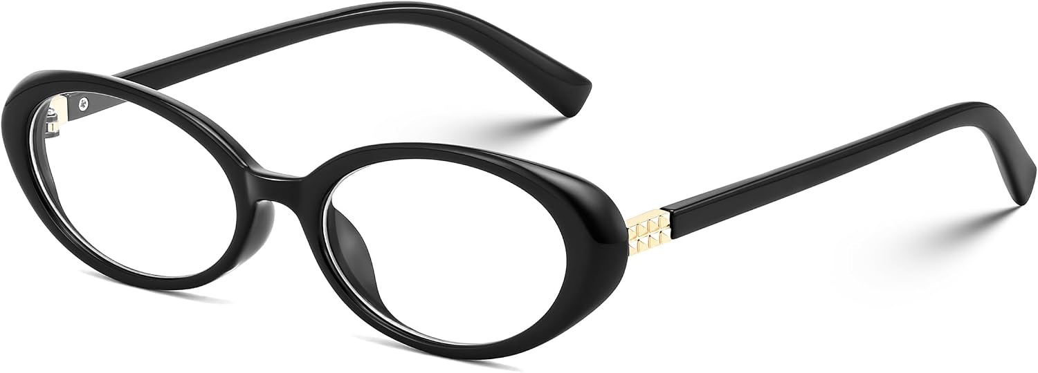Black / 54 Millimeters | B0F6N163RV | FEISEDY Oval Blue Light Glasses for Woman Vintage Small Face Lightweight Eyeglasses Retro Nerd Y2K Frame B0290