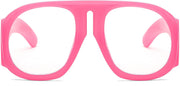 Pink / 45 Millimeters | B0D7VN5YQR | FEISEDY Oversized Blue Light Blocking Glasses Women Men Big Plastic Aviator Frame Eyewear Clear Lens Computer Glasses B2371