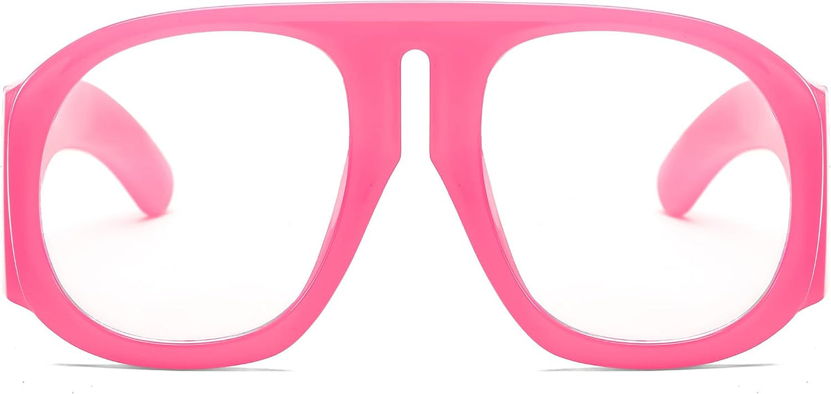 Pink / 45 Millimeters | B0D7VN5YQR | FEISEDY Oversized Blue Light Blocking Glasses Women Men Big Plastic Aviator Frame Eyewear Clear Lens Computer Glasses B2371