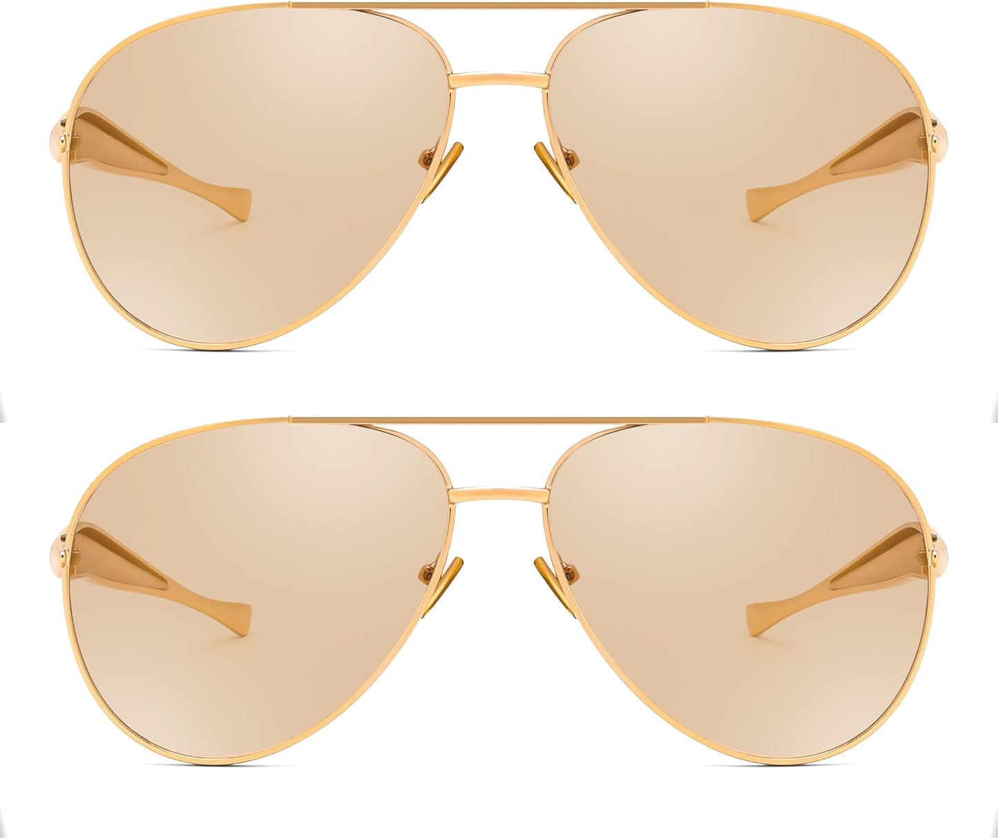 商品图片 32 | B0FKML2SSC | FEISEDY Oversized Aviator Sunglasses Women Men - Retro Gold Metal Chunky Frame, UV400 for Driving & Daily Wear B0311