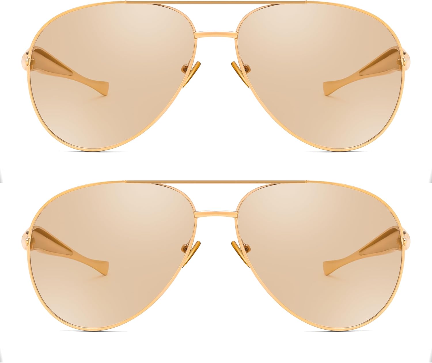商品图片 32 | B0FKML2SSC | FEISEDY Oversized Aviator Sunglasses Women Men - Retro Gold Metal Chunky Frame, UV400 for Driving & Daily Wear B0311