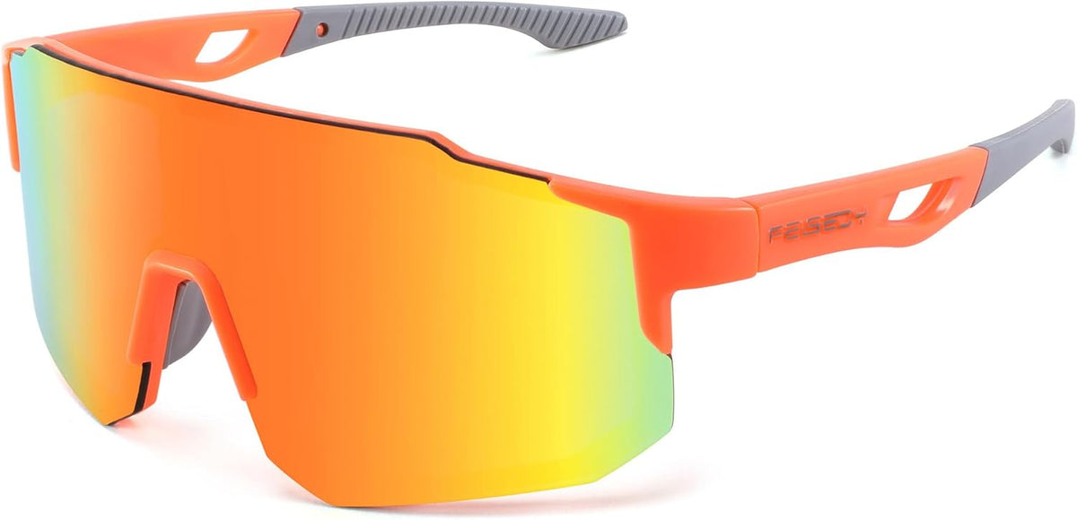 003-orange / 75mm | B0C6LLF8X9 | FEISEDY Sports Sunglasses for Men, Women and Teens - Baseball, Biking, Cycling UV400 Protection B2388