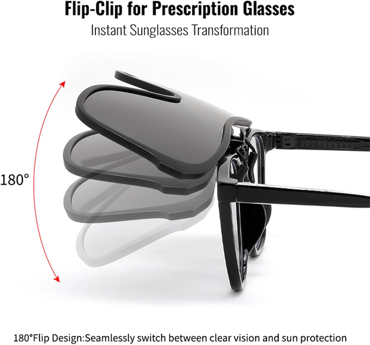 ÉÌƷͼƬ 4 | B0FX3QY3H3 | FEISEDY Polarized Clip-on Flip Up One Piece Sunglasses for Glasses TAC Lenses B0346