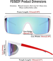 ÉÌƷͼƬ 5 | B096SD9GGG | FEISEDY Oversized Mirror Shield Sport 80s Sunglasses Ski Goggles Flat Top One Piece Futuristic Visor Women Men B2522